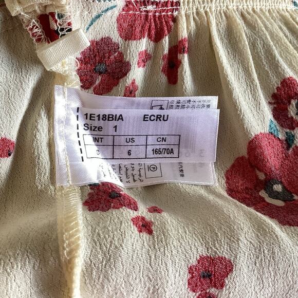 ba&sh Bia Lady Mini Skirt - 1 / US 6 - Cream, Red Floral Tiered, Holiday Cottage - Picture 10 of 11